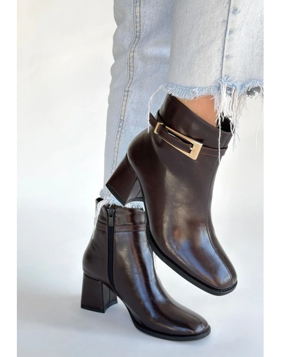 Rivav Acı Kahve Rugan Topuklu Bot