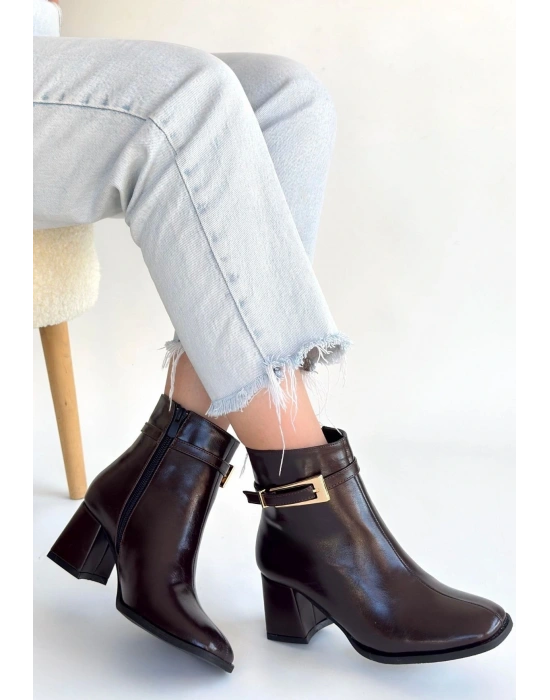 Rivav Acı Kahve Rugan Topuklu Bot