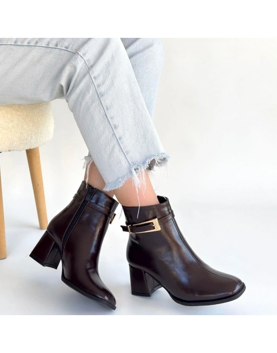 Rivav Acı Kahve Rugan Topuklu Bot