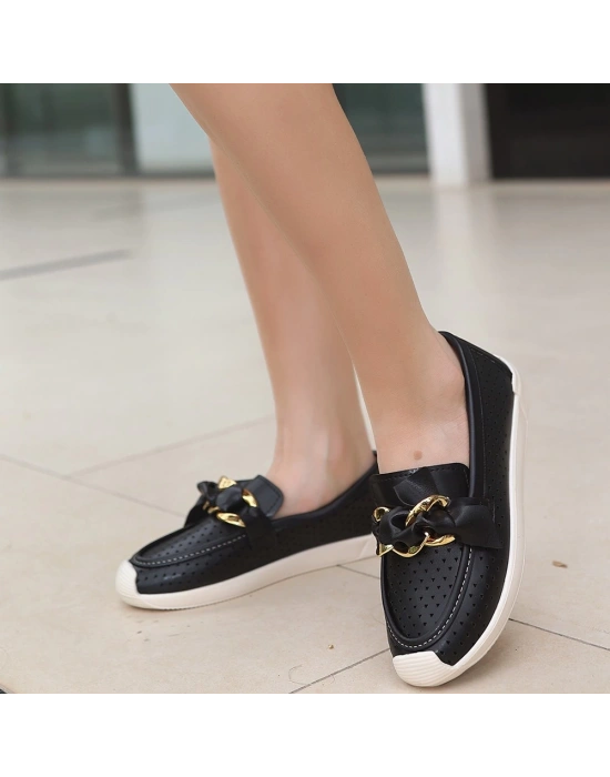 Riwan Siyah Cilt Ayakkabı Kadın Babet