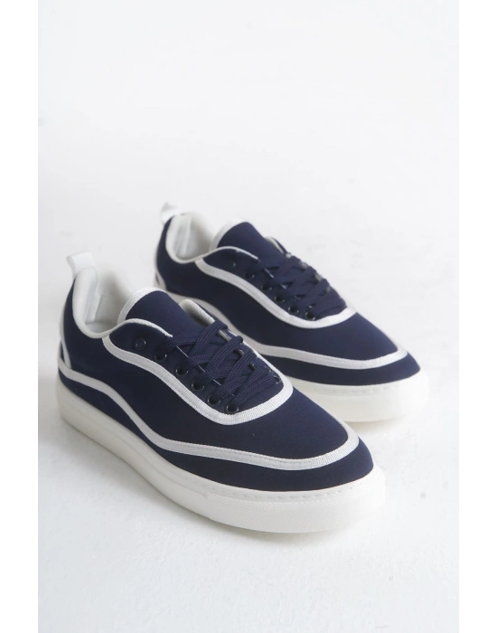 RS625 - Keten Erkek Spor Ayakkabı Lacivert Beyaz
