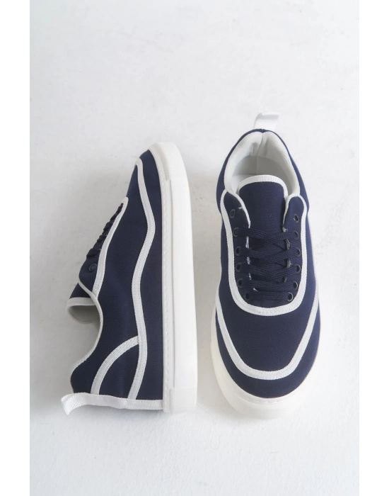 RS625 - Keten Erkek Spor Ayakkabı Lacivert Beyaz