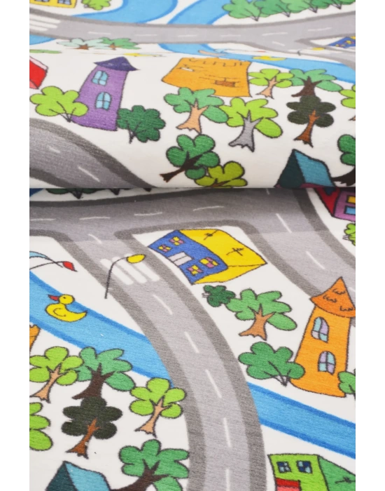 RugKids Halı -Trafik Desenli -Silinebilir-Kolay Temizlenir- Kaymaz Tabanlı - Özel Ölçü