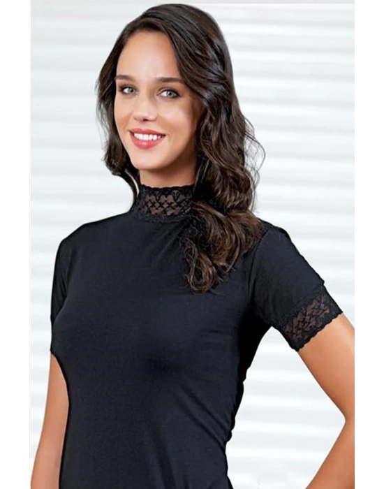 Şahinler Bayan Dantelli Yarım Kollu Bluz B629