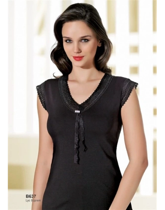 Şahinler Dantelli Taşlı Yarım Kol Bluz B637