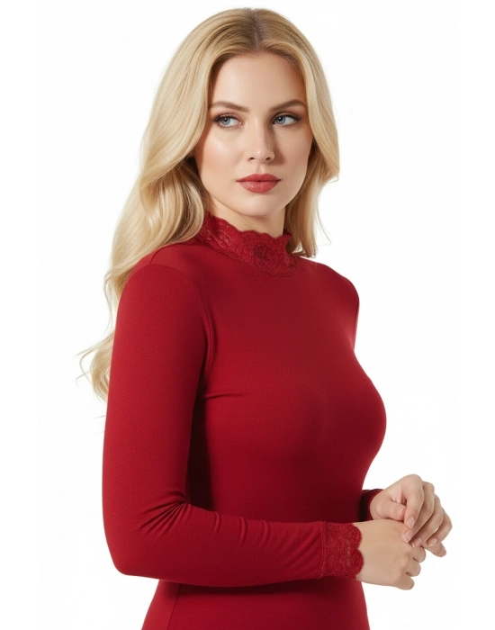 Şahinler Kadın Dantelli Uzun Kollu Body B623