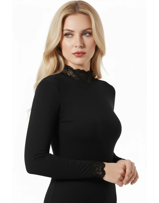 Şahinler Kadın Dantelli Uzun Kollu Body B623
