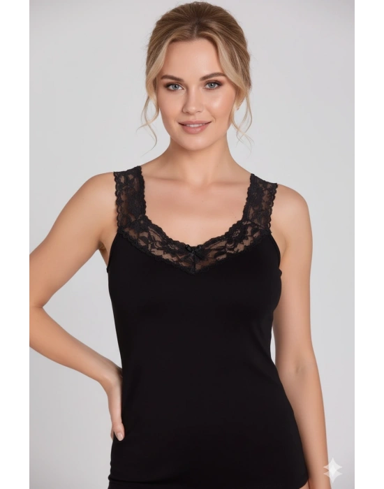 Şahinler Yaka ve Askıları Dantelli Ribana Atlet B605