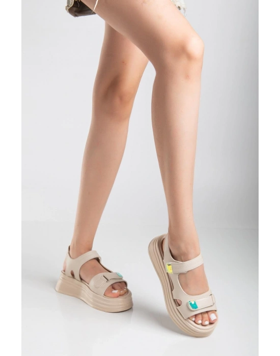 Saide Bej Cilt Cırt Cırtlı Kadın Sandalet