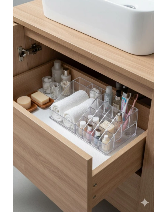 Şeffaf Akrilik Banyo Kozmetik Düzenleyici Organizer 13x22x8 cm