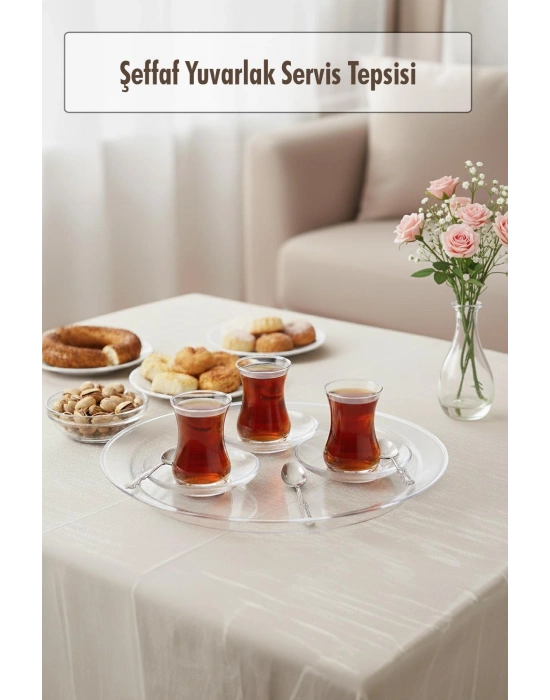 Şeffaf Yuvarlak Servis Tepsisi 33 cm