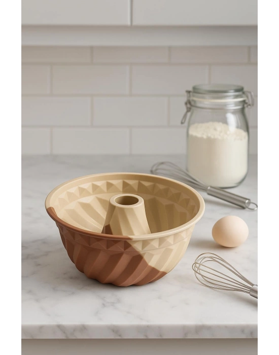 Silikon Kek Kalıbı Büyük Krem Renk Yuvarlak 24 cm