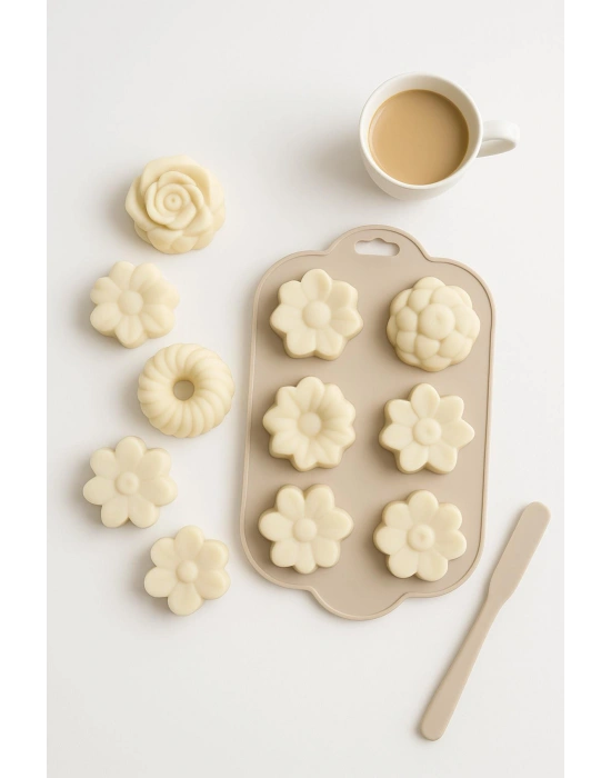 Silikon Kek ve Çikolata Kalıbı 6’lı Krem Renk Pasta Tatlı Muffin Kalıbı