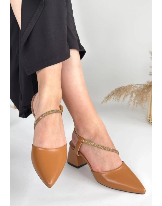 Sista Taba Cilt Kadın Topuklu Ayakkabı