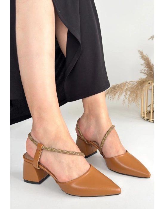 Sista Taba Cilt Kadın Topuklu Ayakkabı