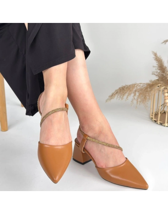 Sista Taba Cilt Kadın Topuklu Ayakkabı