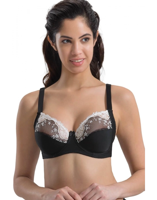 SİYAH BEYAZ MI Emay 136 C Balenli Toparlayıcı Dantelli Sütyen