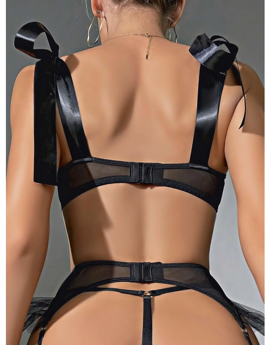 Siyah Dantel Jartiyer Fantezi Takım 2031