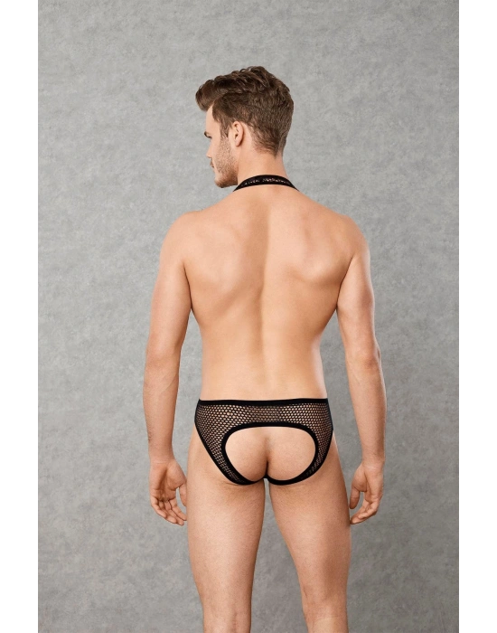 Siyah Erkek File Kumaş Askılı Jockstrap Body 3053