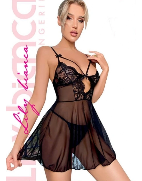 Siyah Fantezi Gecelik Takım Lily Bianca 962