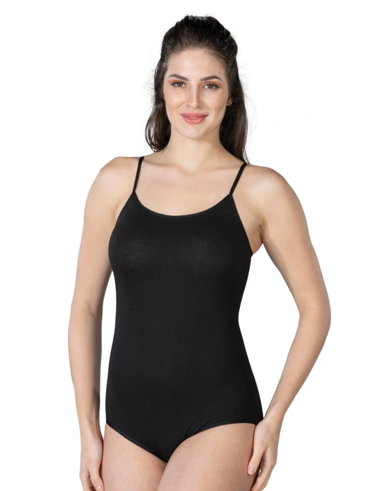 SİYAH MI Emay 1415 Modal Cotton Çıtçıtlı İnce Askılı Body