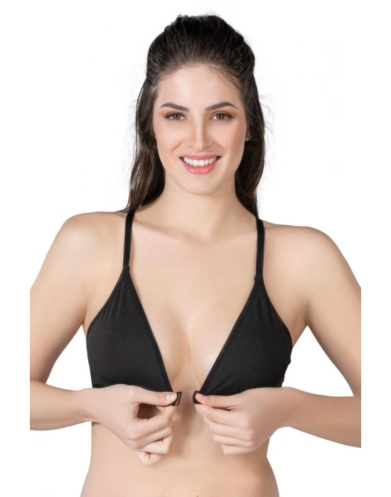 SİYAH MI Emay 1416 Modal Cotton Önden Açmalı Sporcu Sütyen