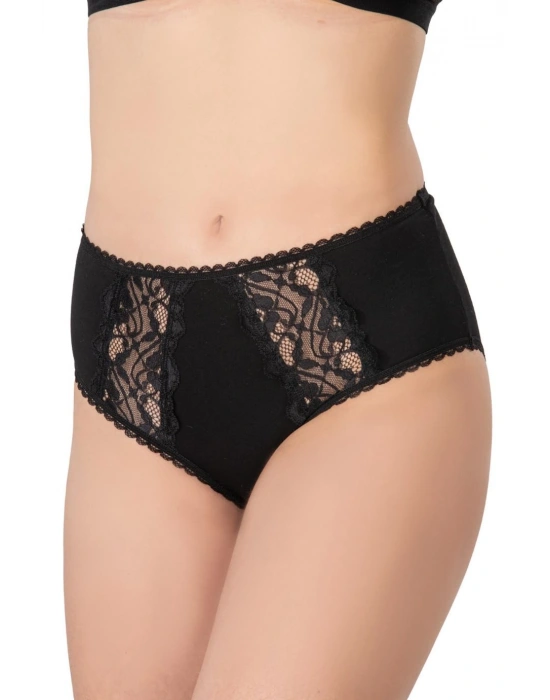 SİYAH MI Emay 1445 Modal Cotton Yüksekbel Dantelli Külot