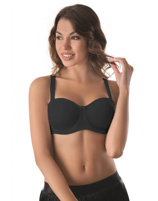 SİYAH MI Emay 159 C Balenli Straplez Toparlayıcı Sütyen