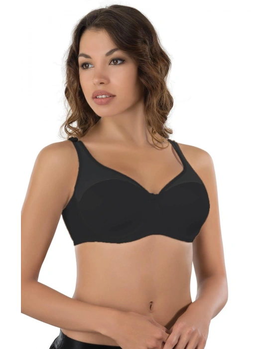 SİYAH MI Emay 167B Pedli Tül Toparlayıcı Sütyen