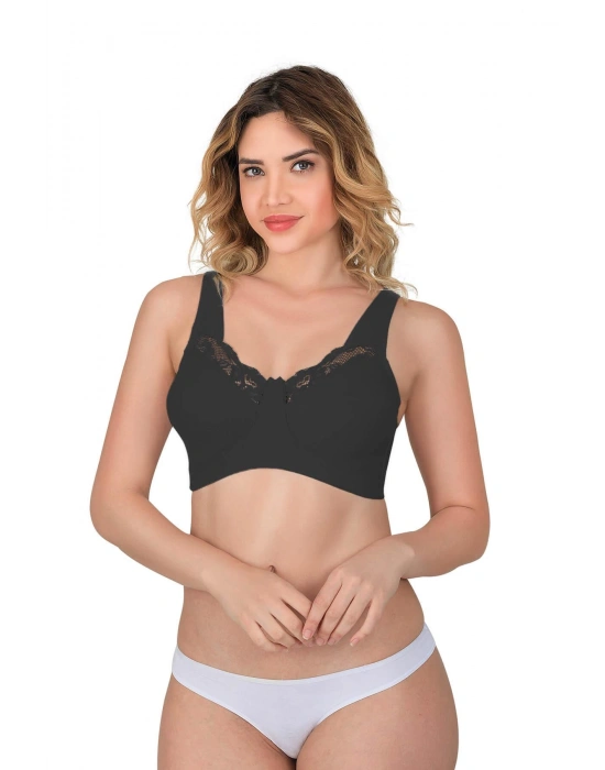 SİYAH MI Emay 181 B Dantelli Toparlayıcı Cotton Sütyen
