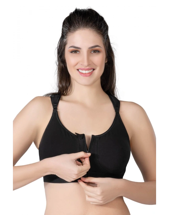 SİYAH MI Emay 184 B Önden Fermuarlı Sporcu Penye Sütyen