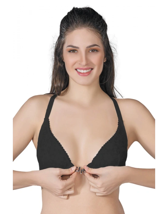 SİYAH MI Emay 187 B Önden Açılır Balenli Sporcu Sütyen