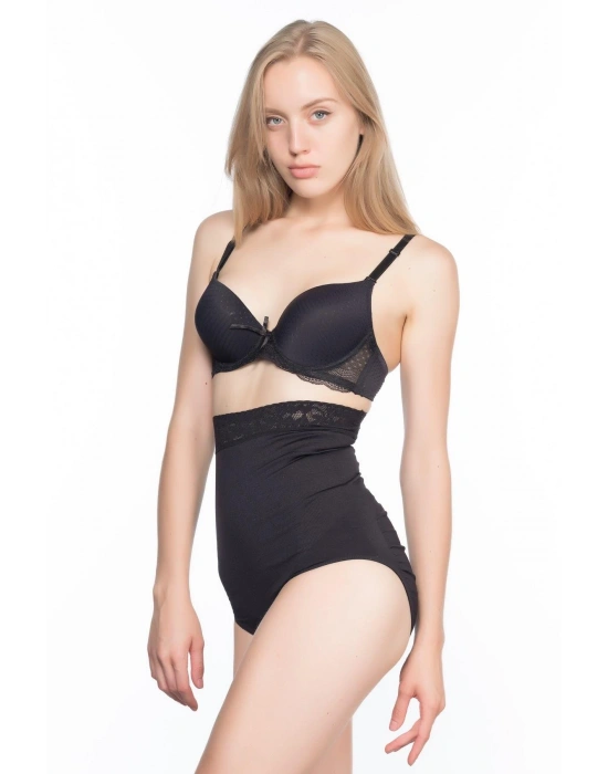 SİYAH MI Emay 2028 Dantelli Yüksek Bel Slip Korse