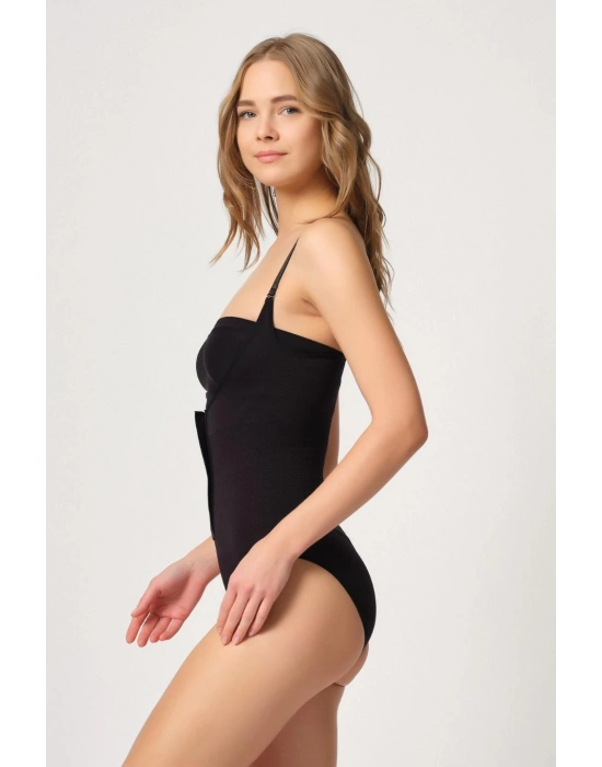 SİYAH MI Emay 2043 Göğsü Açık Agraflı Body Korse