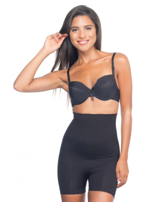 SİYAH MI Emay 2075 Yüksek Bel Desenli Double Kısa Paça Korse