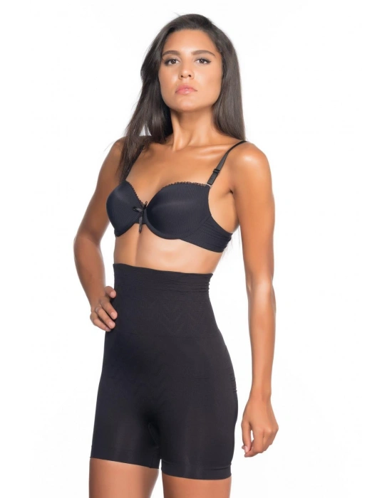 SİYAH MI Emay 2075 Yüksek Bel Desenli Double Kısa Paça Korse