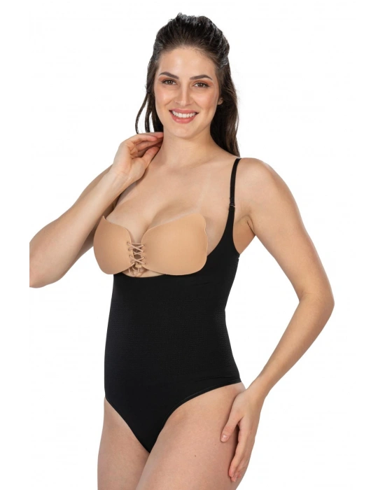 SİYAH MI Emay 2076 Göğüsü Açık String Body Korse