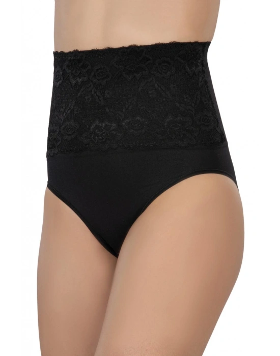 SİYAH MI Emay 2090 Önü Dantelli Yüksek Bel Slip Korse