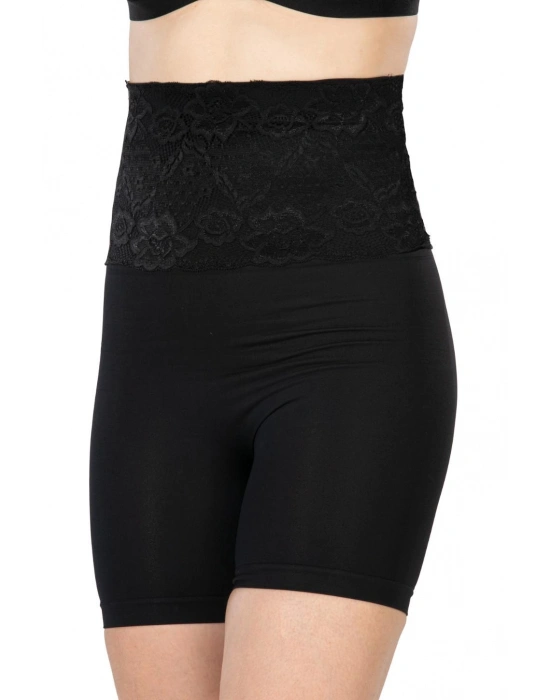SİYAH MI Emay 2091 Önü Dantelli Yüksek Bel Boxer Korse
