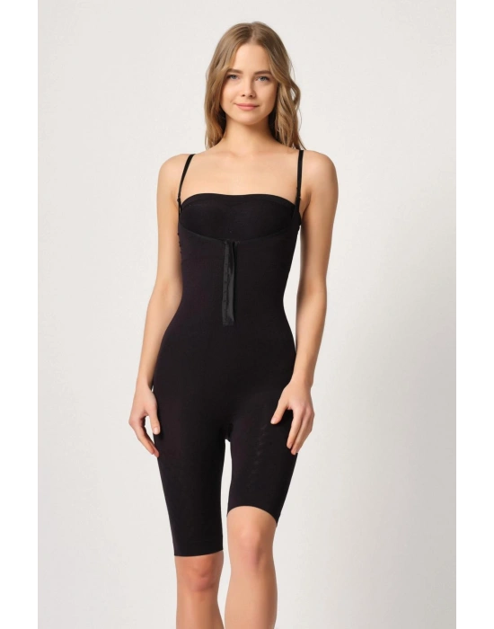 SİYAH MI Emay 2093 Ön Agraflı Göğsü Açık Paçalı Boy Korse