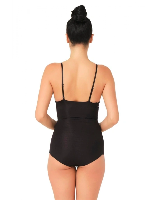 SİYAH MI Emay 2723 Lazer Kesim Göğsü Açık Slip Korse