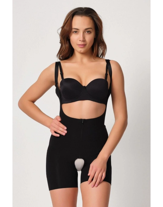 SİYAH MI Emay 2834 Göğsü Açık Ferumalı Tül Popo Boy Lazer Korse