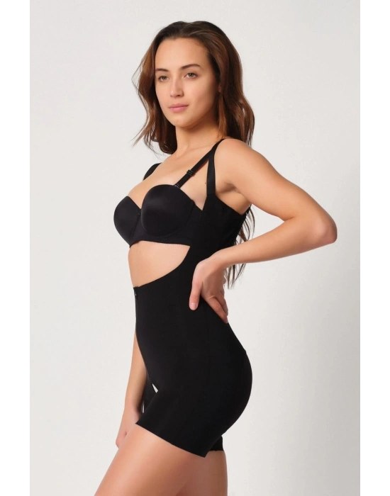 SİYAH MI Emay 2834 Göğsü Açık Ferumalı Tül Popo Boy Lazer Korse