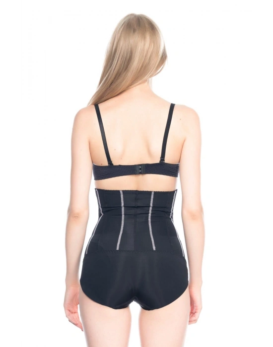 SİYAH MI Emay 2886 Yüksek Bel Tül Slip Lazer Korse