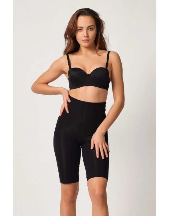 SİYAH MI Emay 2923 Yüksek Bel Karyokalı Paçalı Lazer Korse