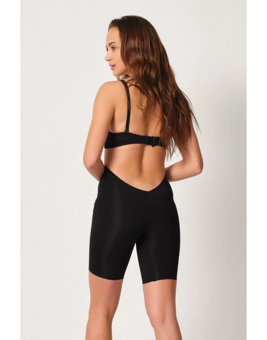 SİYAH MI Emay 2927 Bel Dekolteli Balenli Paçalı Lazer Korse