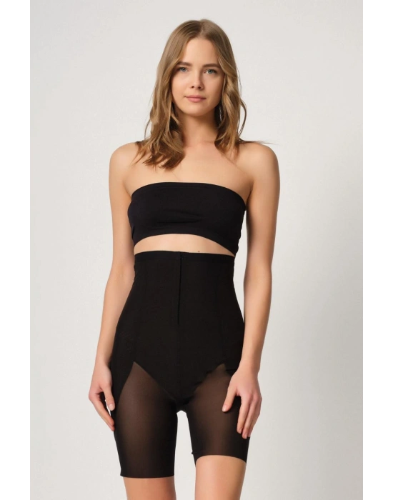 SİYAH MI Emay 2928 Ön Agraflı Tül Paçalı Lazer Korse