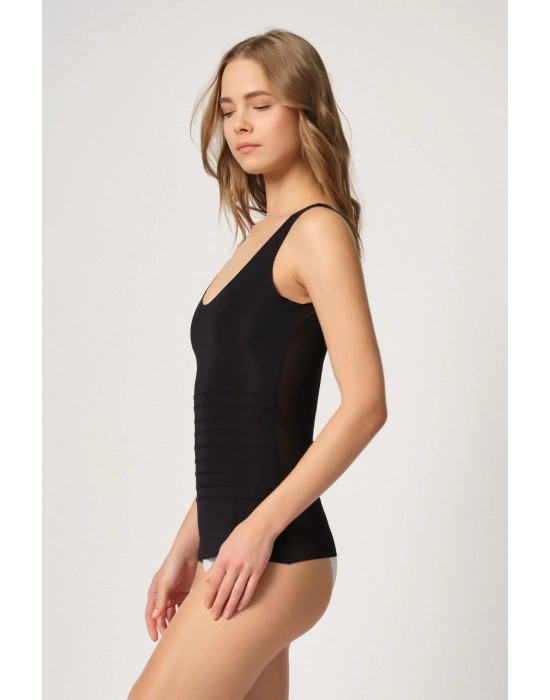 SİYAH MI Emay 2938 Sırtı Tül Karyokalı Destekli Atlet Korse