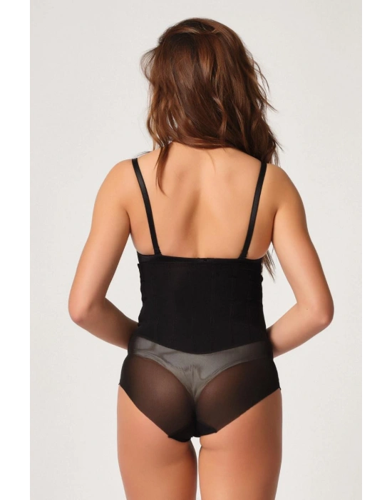 SİYAH MI Emay 2945 Tül Karyokalı Slip Lazer Korse