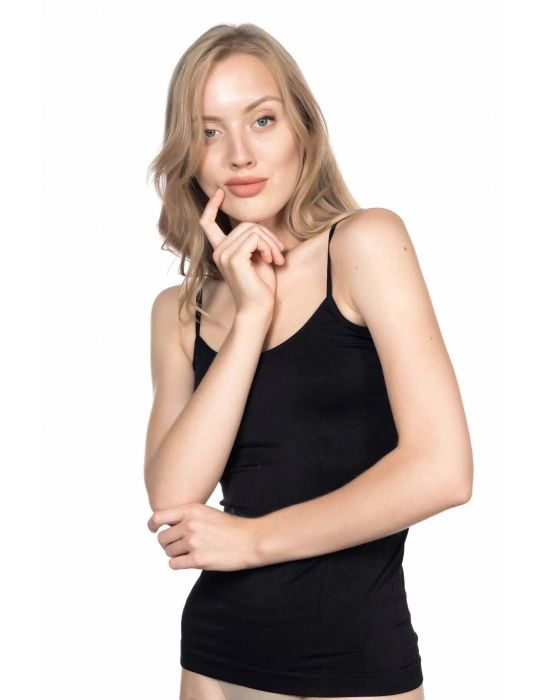 SİYAH MI Emay 5001 Soft İp Askılı Uzun Atlet